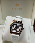 Aigner Wristwatch white leather