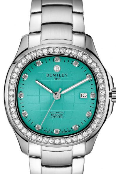 Bentley Industrial Ultimate Diamond Automatic Watch – Aqua Blue Dial with Stainless steel case