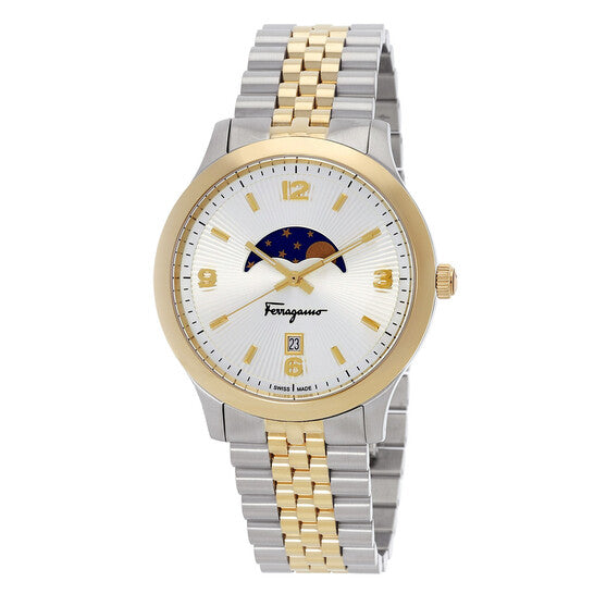 Salvatore Ferragamo Duo Moonphase Quartz Silver Dial Men's Watch