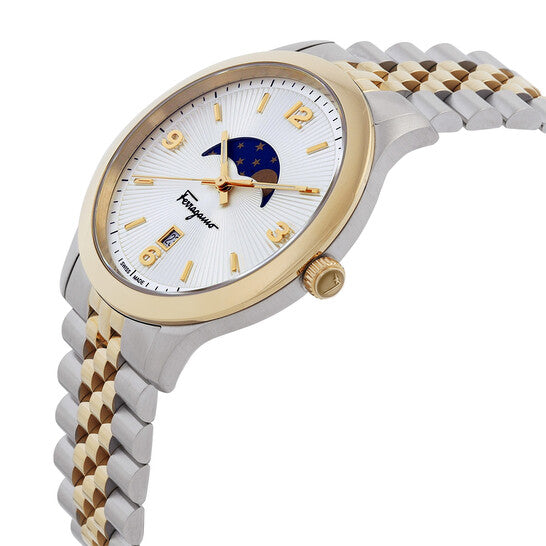 Salvatore Ferragamo Duo Moonphase Quartz Silver Dial Men's Watch